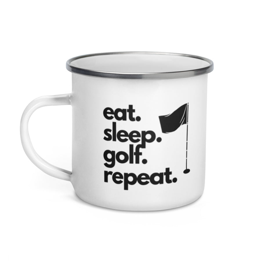 Eat. Sleep. Golf. Repeat. Campfire Mug
