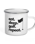 Eat. Sleep. Golf. Repeat. Campfire Mug