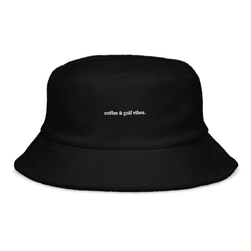 coffee and golf vibes Unstructured Terry Cloth Bucket Hat