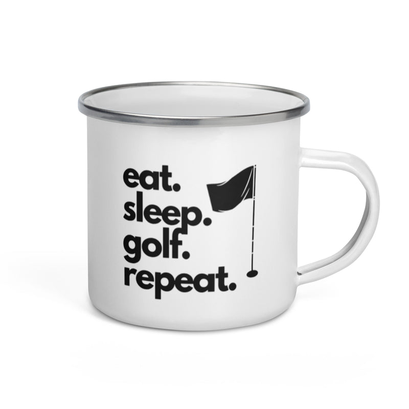 Eat. Sleep. Golf. Repeat. Campfire Mug